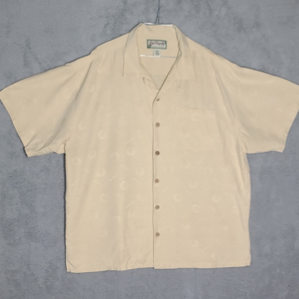 Big Dogs Cream Casual Button Down Shirt with Textured Pattern